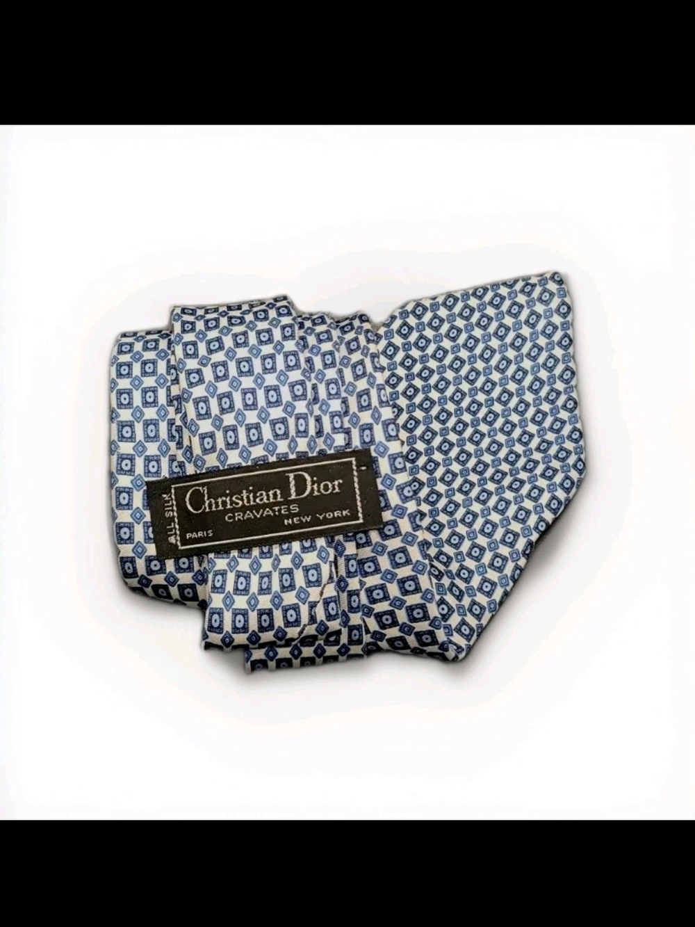 Christian Dior CRAVATES PARIS - NEW YORK ALL-SILK Geometric Pattern Tie - Picture 4 of 5